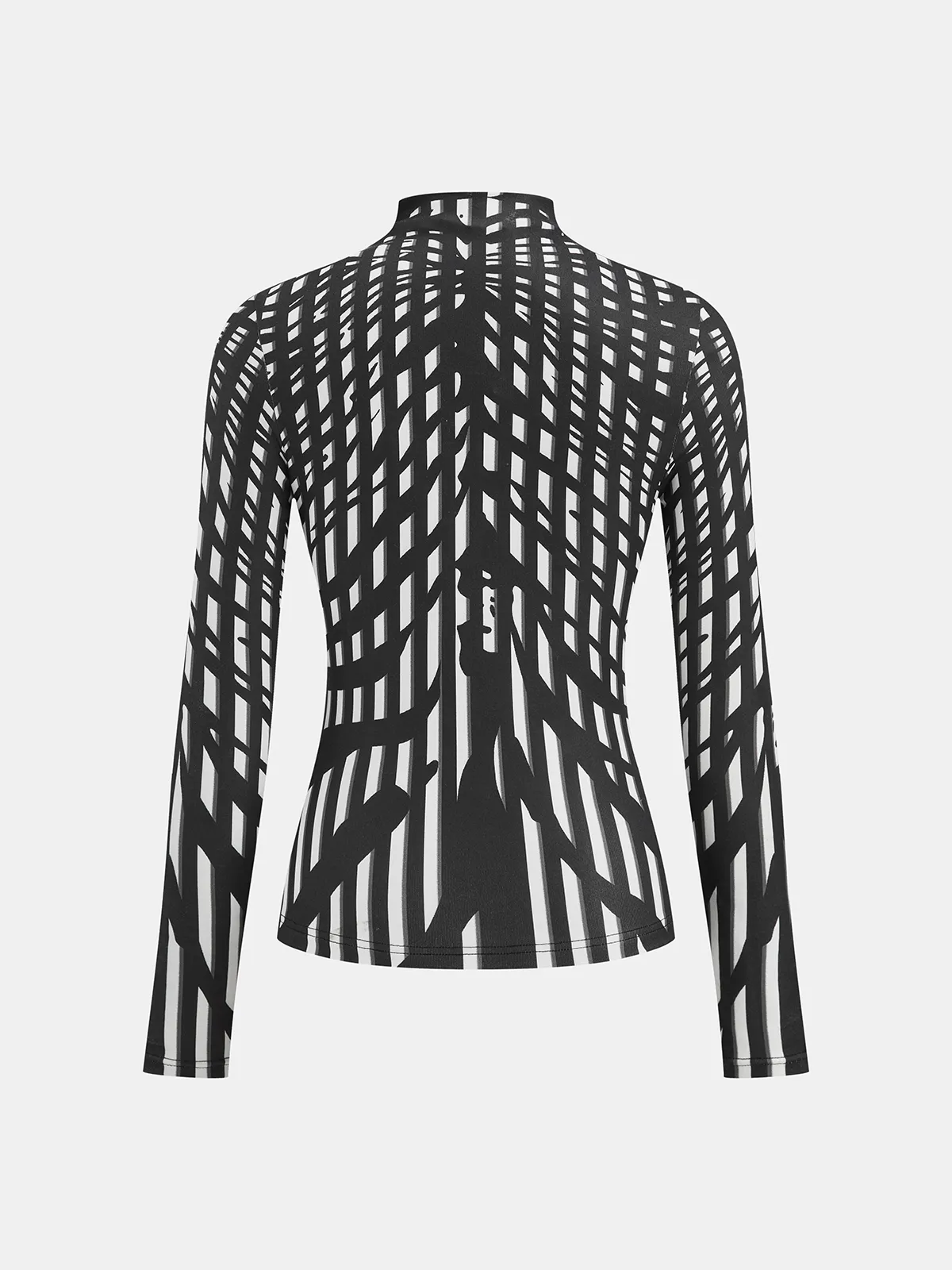 Geometric Print Mock Neck Long-Sleeve Top sold by COMMENSE product image thumbnail 3