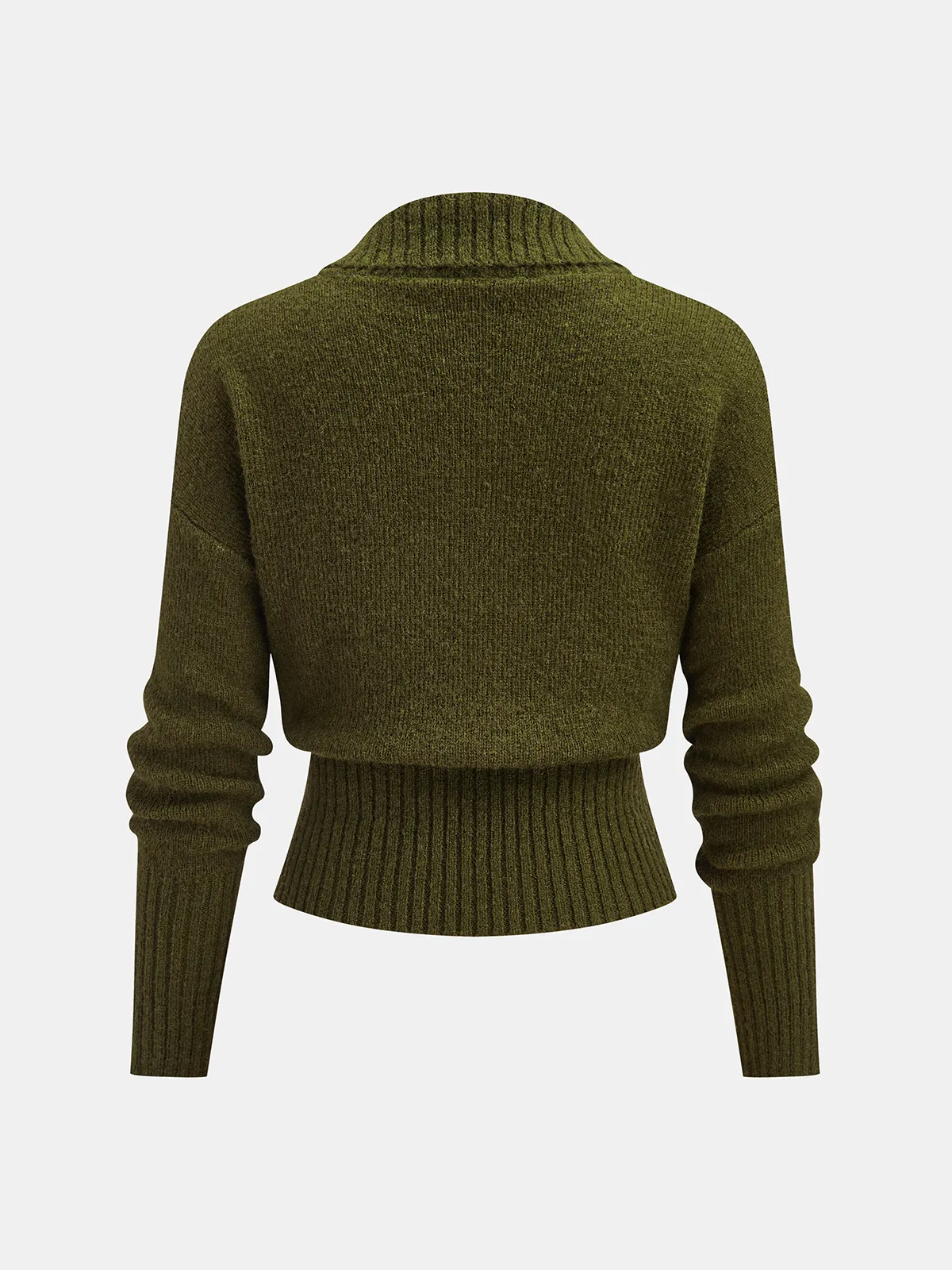 Wool Blend Wrap V-Neck Sweater sold by COMMENSE product image thumbnail 2