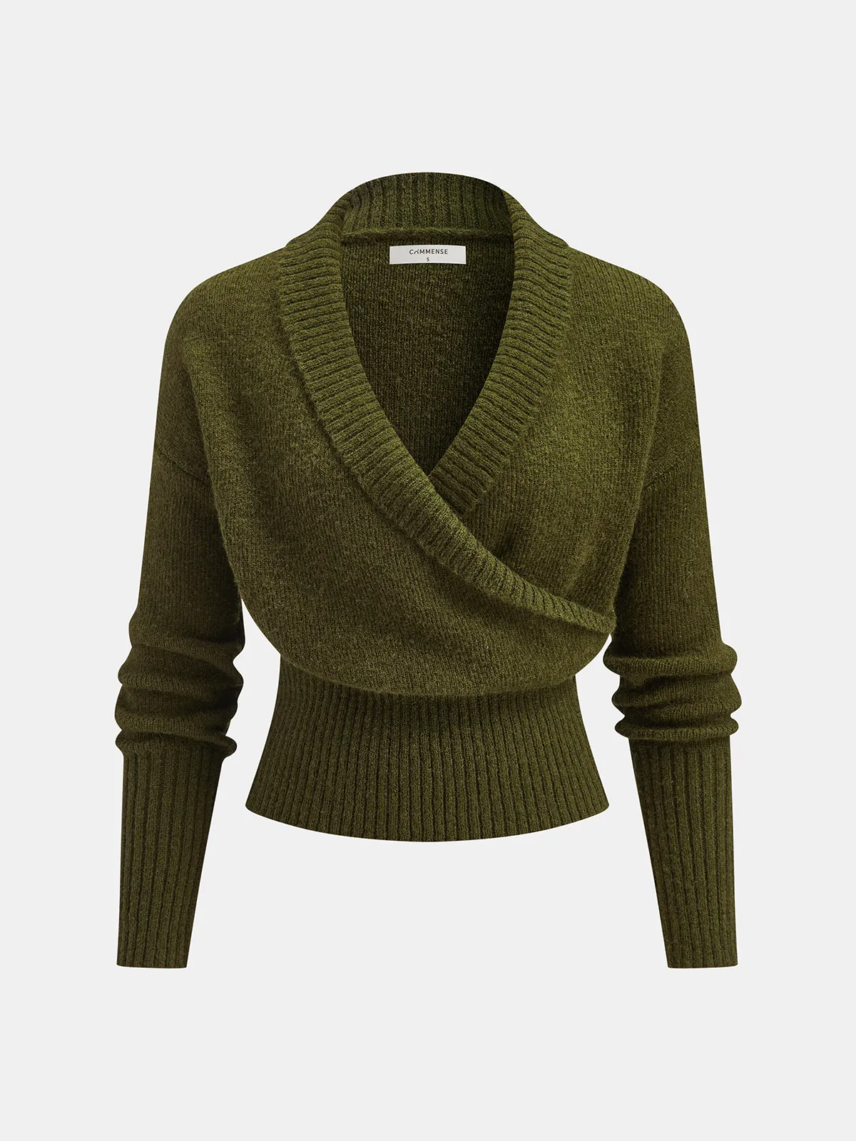 Wool Blend Wrap V-Neck Sweater sold by COMMENSE