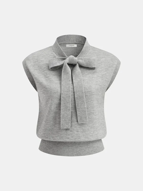 Bow Neck Sleeveless Knit Vest sold by COMMENSE