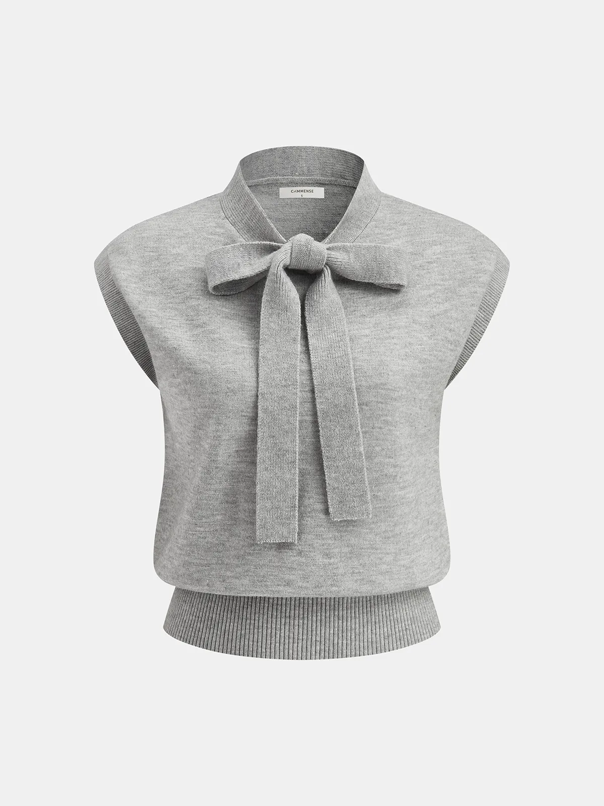 Bow Neck Sleeveless Knit Vest sold by COMMENSE