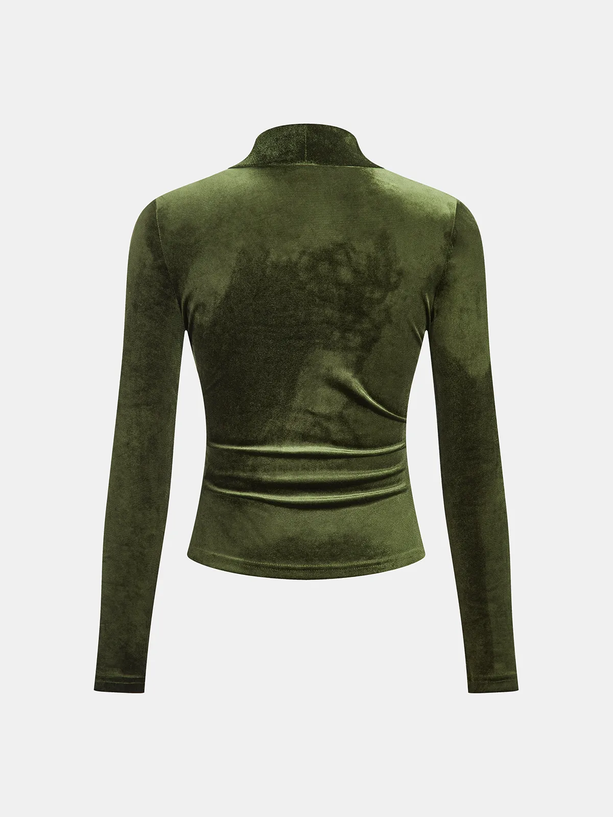 Velvet High Neck Cut-Out Ruched Blouse sold by COMMENSE product image thumbnail 2