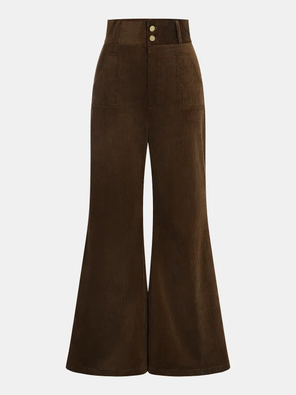 High-Waist Corduroy Flare Pants sold by COMMENSE