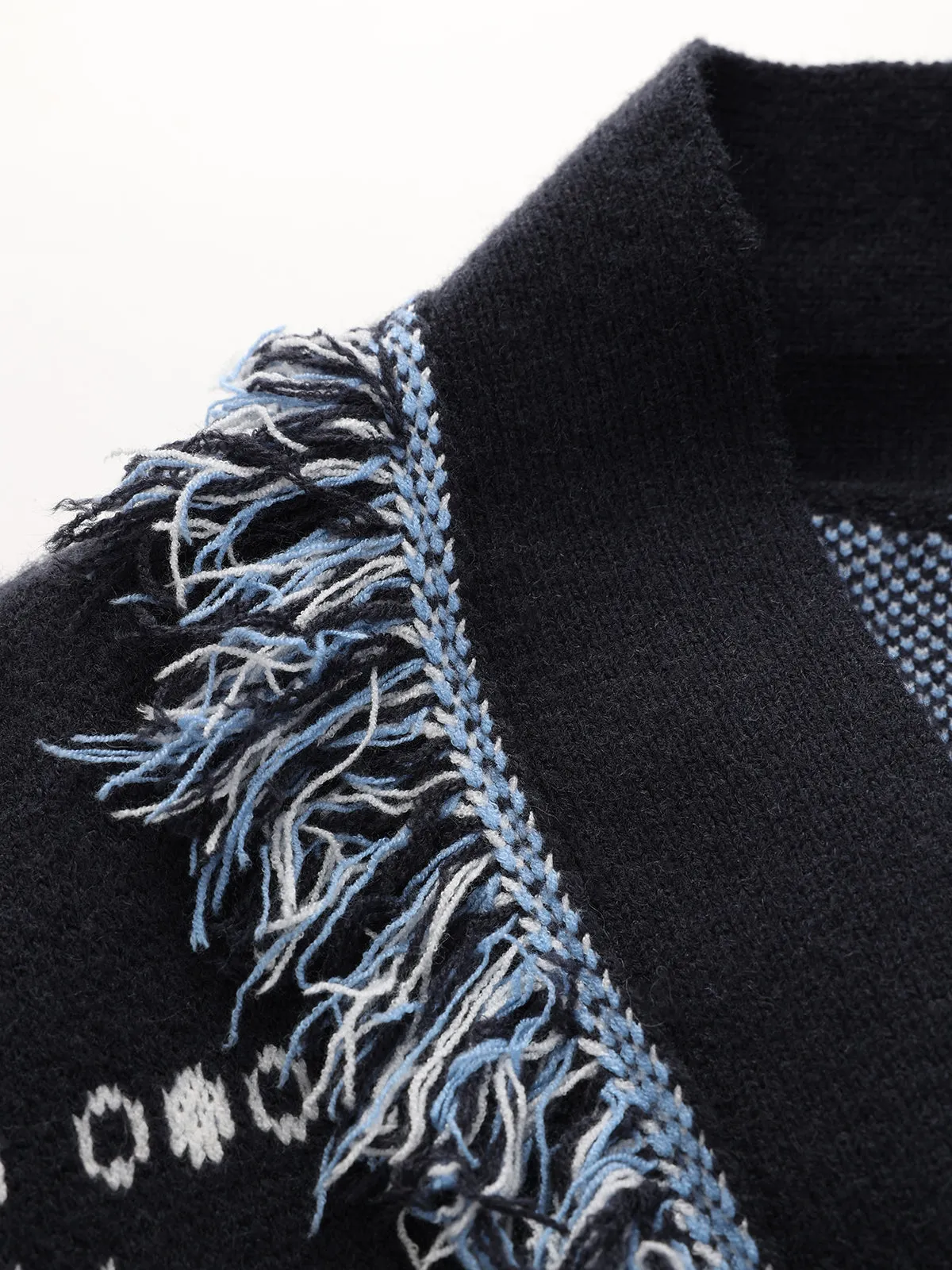 Belted Paisley Fringe Knit Cardigan sold by COMMENSE product image thumbnail 4