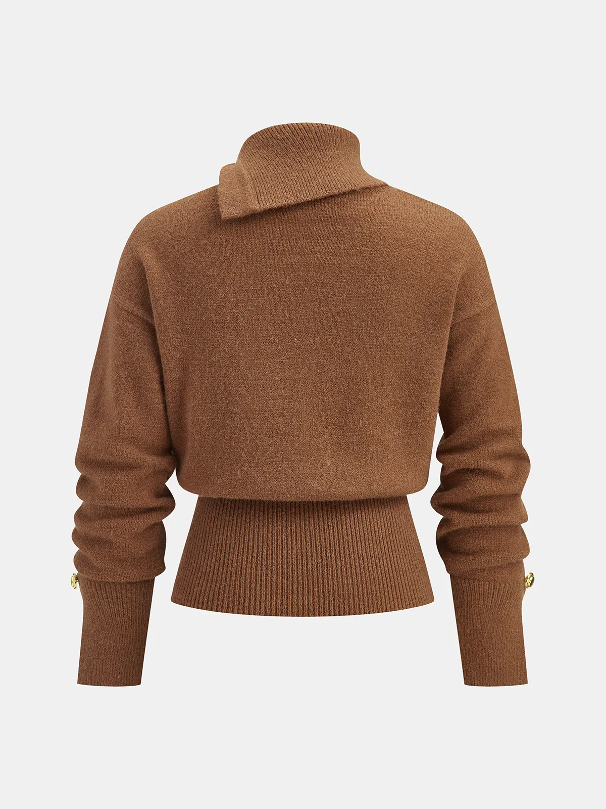 Cinched Waist Asymmetrical Turtleneck Sweater sold by COMMENSE product image thumbnail 2