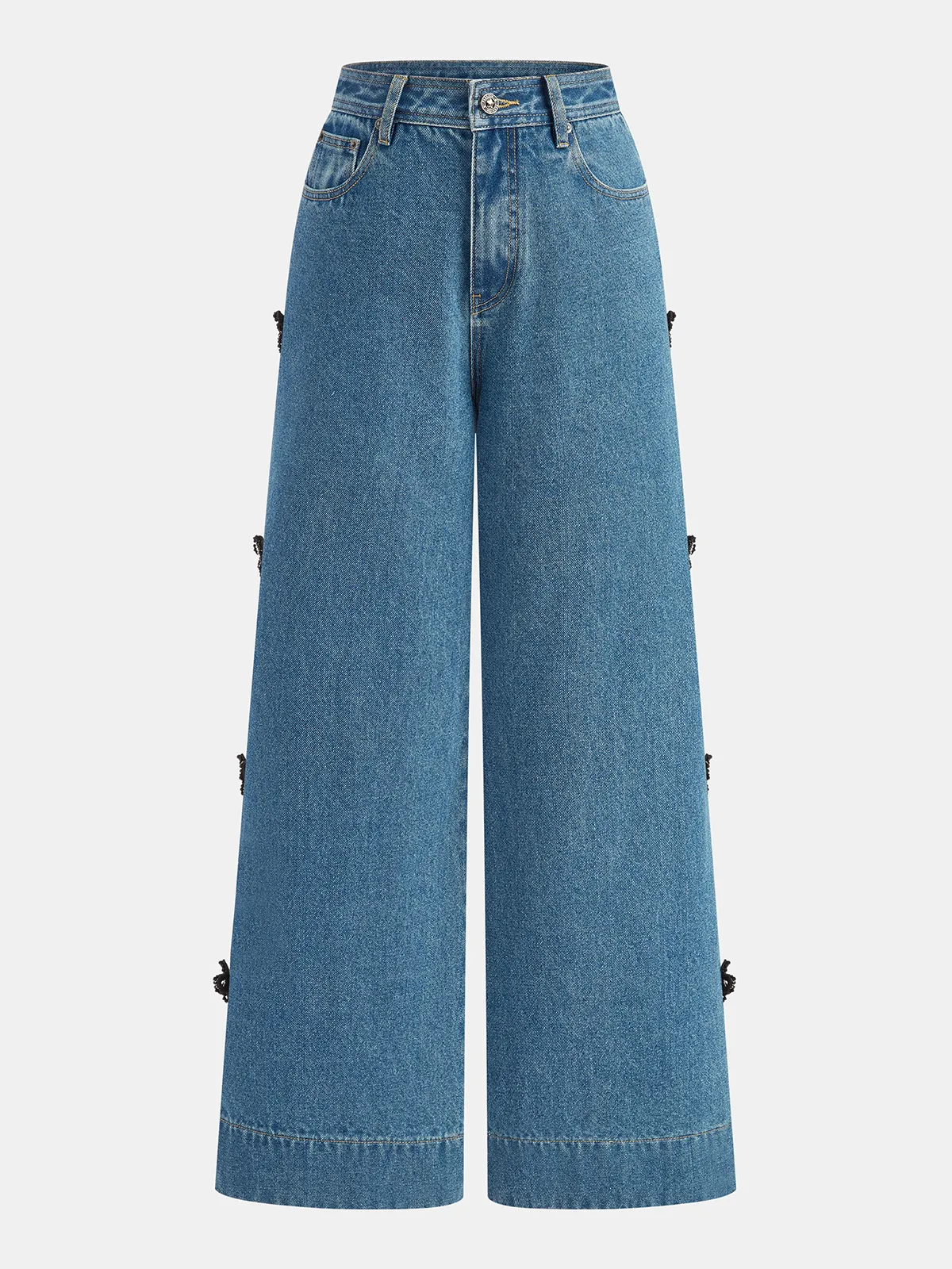 Bow Detail Wide-Leg Jeans sold by COMMENSE product image thumbnail 2