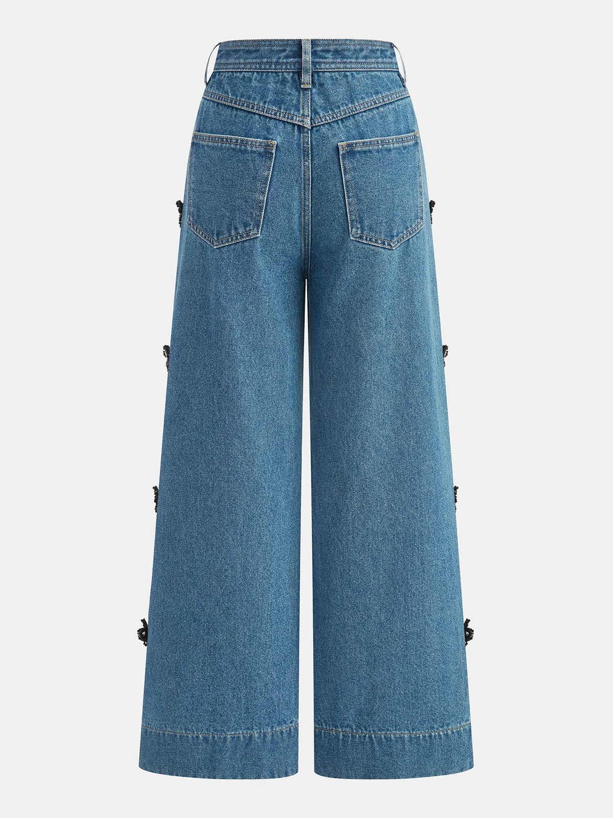 Bow Detail Wide-Leg Jeans sold by COMMENSE product image thumbnail 3
