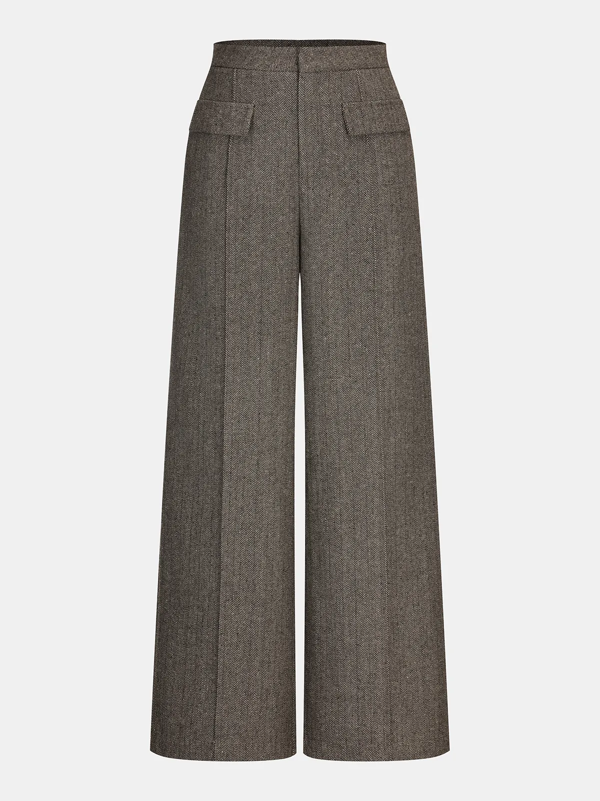 Herringbone Tweed Wide-Leg Pants sold by COMMENSE