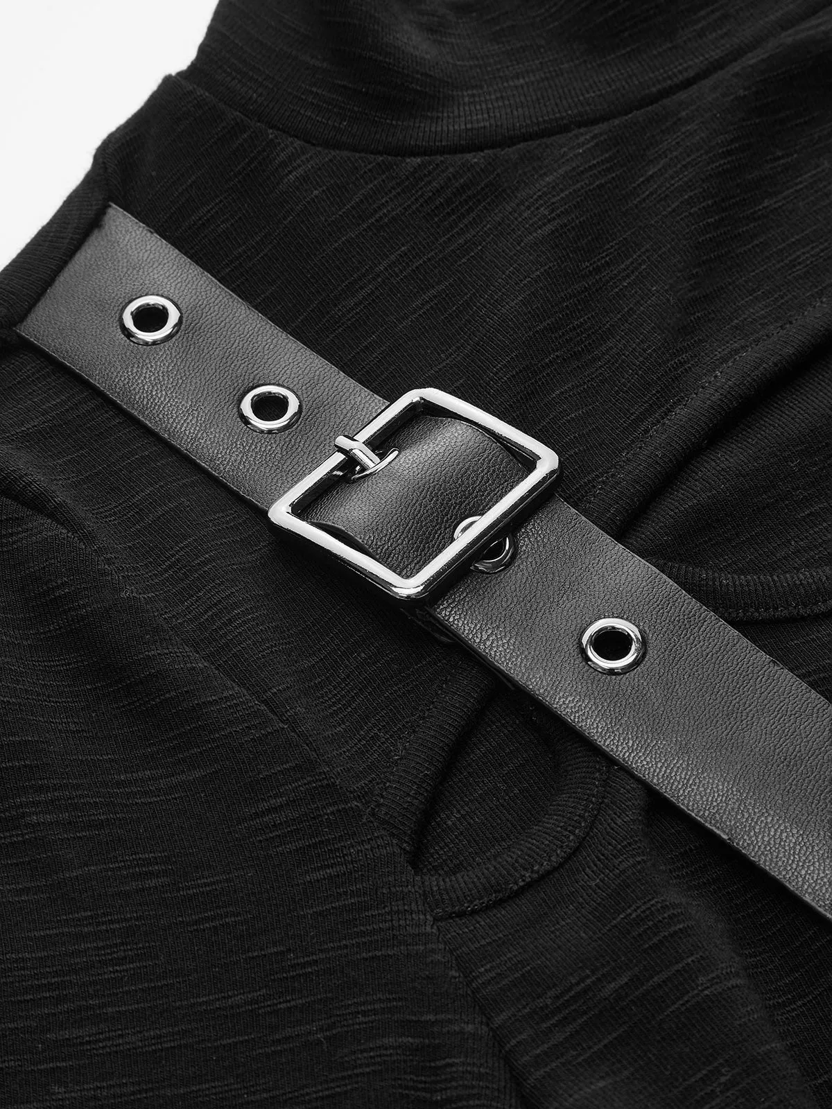 Buckle Detail Cut-Out Mock Neck Top sold by COMMENSE product image thumbnail 3