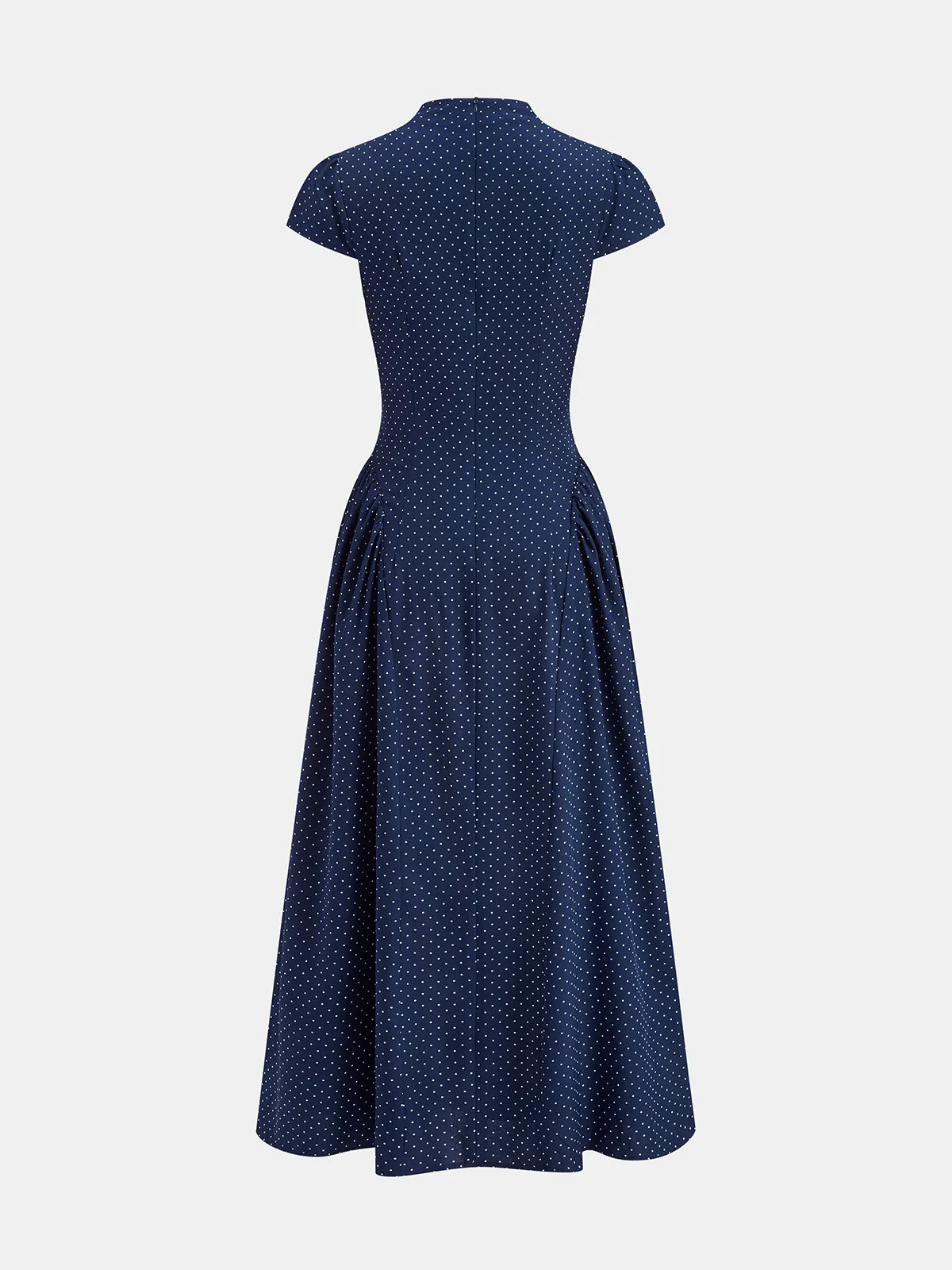 Polka Dot Stand-Collar Flare Dress sold by COMMENSE product image thumbnail 2