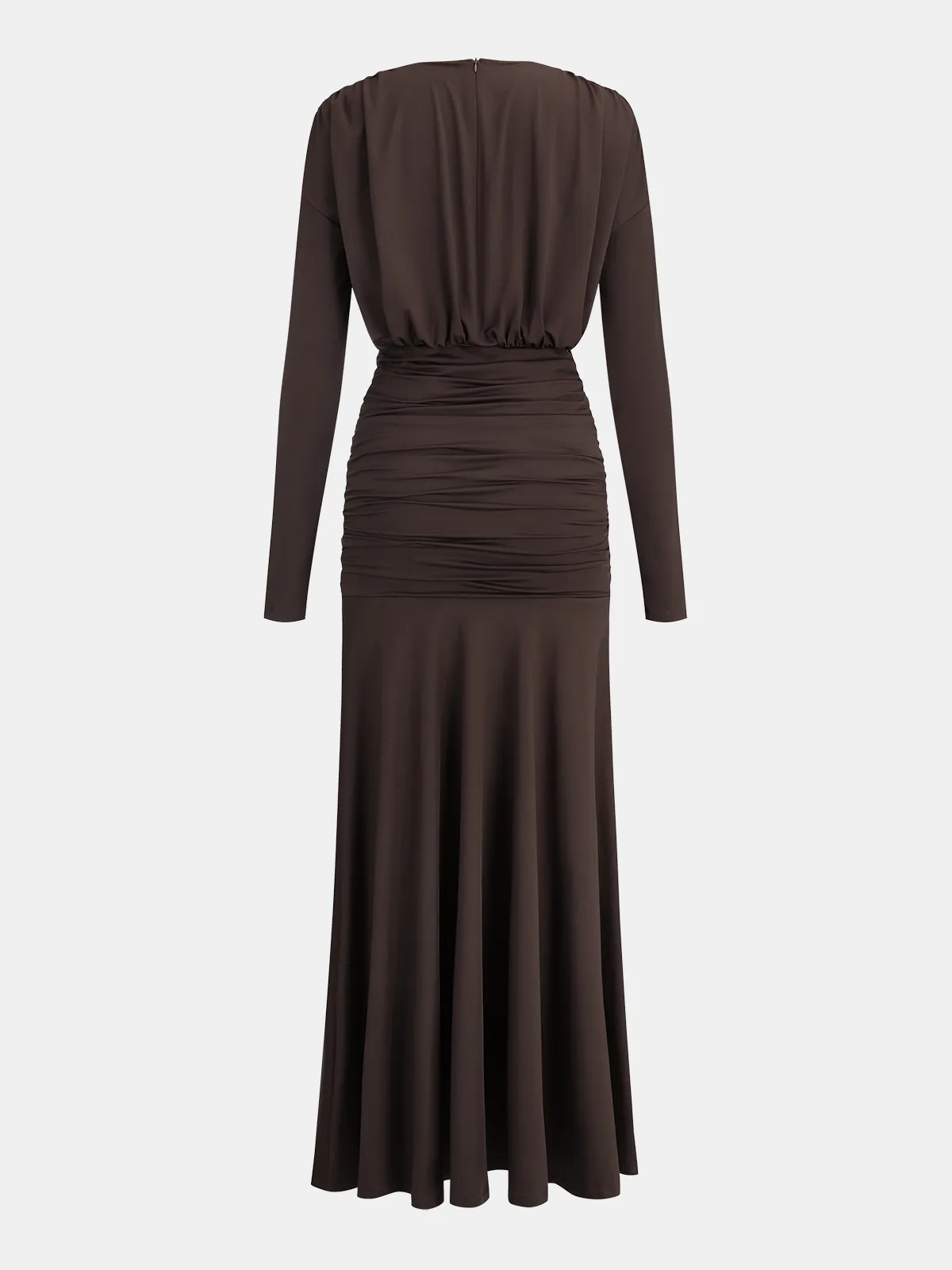 Long-Sleeve Ruched Waist Mermaid Maxi Dress sold by COMMENSE product image thumbnail 2