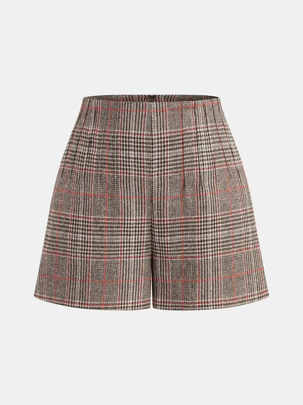 High-Waist Plaid Tweed Shorts sold by COMMENSE