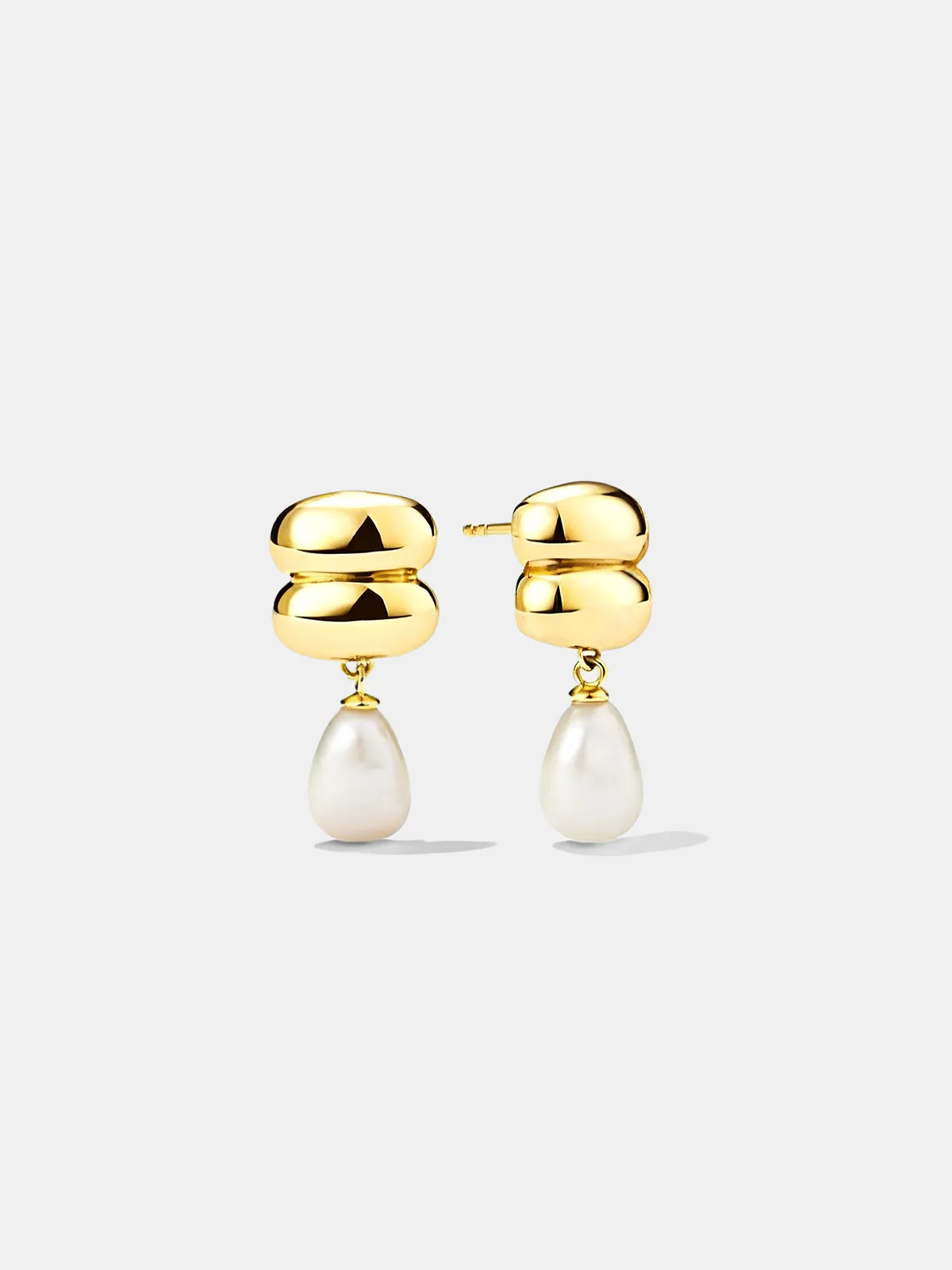 Teardrop Pearl Double-Dome Drop Earrings sold by COMMENSE