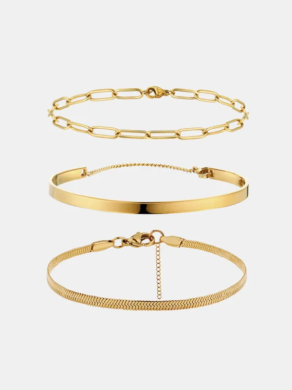 3pcs Geometric Chain Bracelet Set made by COMMENSE
