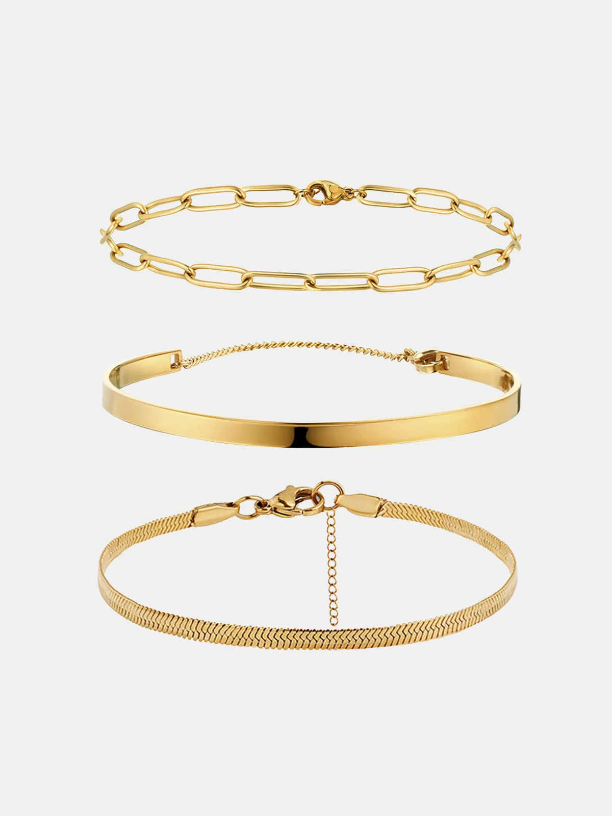 3pcs Geometric Chain Bracelet Set sold by COMMENSE