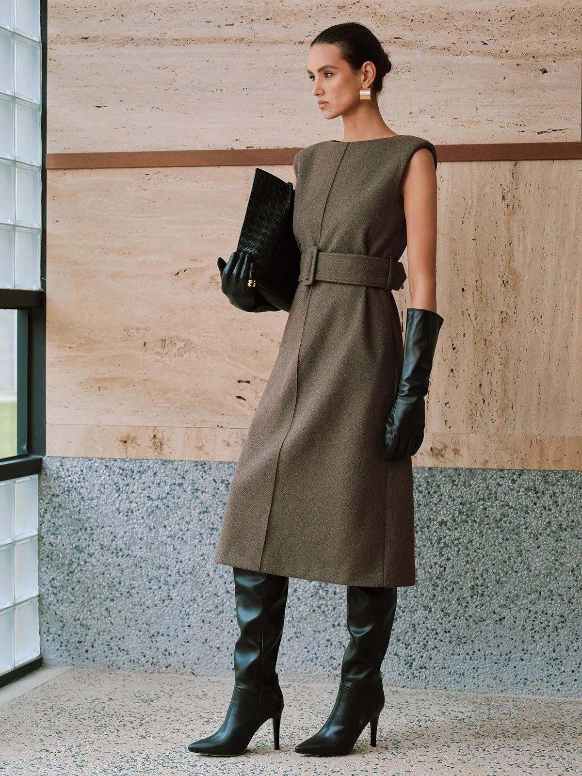 Belted Sleeveless Midi Dress sold by COMMENSE product image thumbnail 4