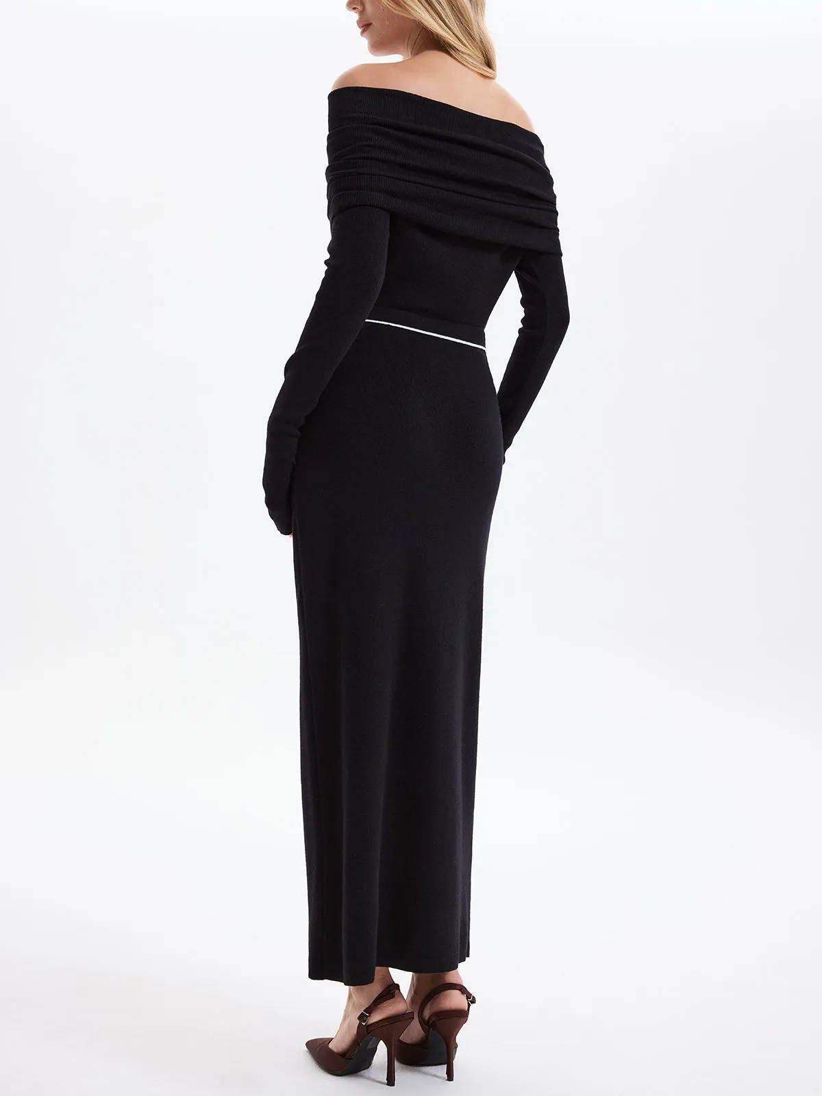 Contrast-Trim Button-Front Maxi Knit Skirt sold by COMMENSE product image thumbnail 5
