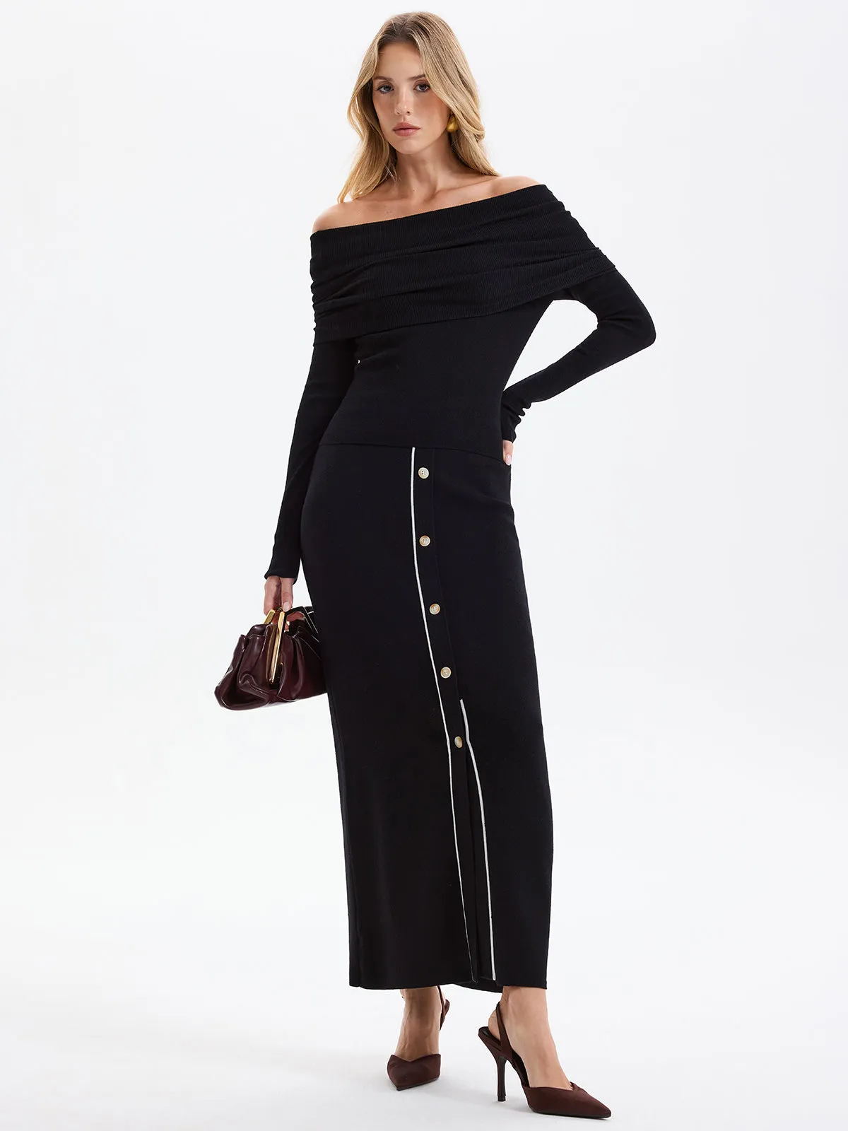 Wool-Blend Off-Shoulder Knit Top sold by COMMENSE product image thumbnail 5
