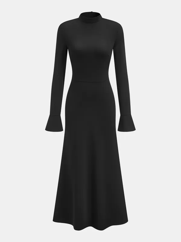 Mock-Neck Flare-Cuff Dress sold by COMMENSE