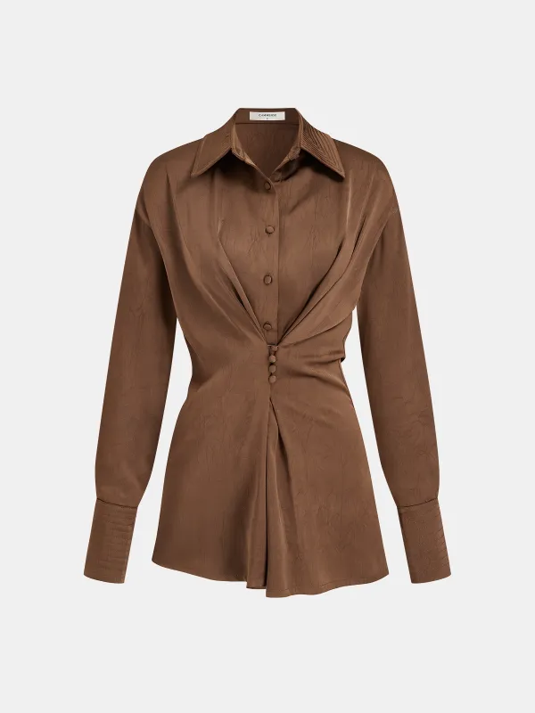 Multi-Way Textured Button-Front Shirt sold by COMMENSE