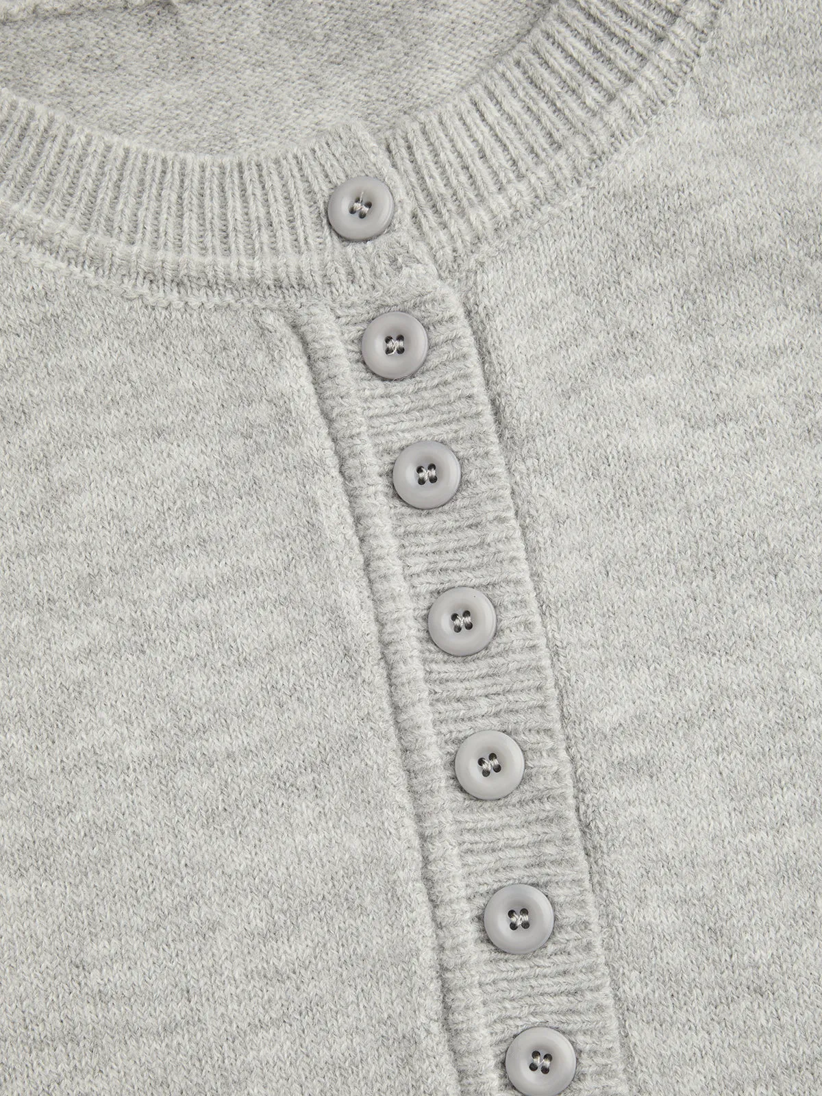 Button-Front Balloon-Sleeve Knit Sweater sold by COMMENSE product image thumbnail 5