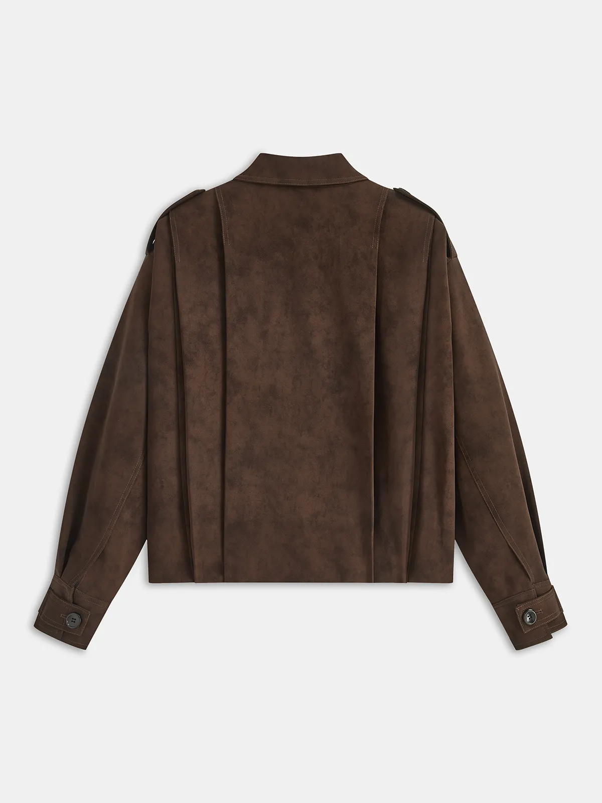 Pleated Suede Button-Front Jacket sold by COMMENSE product image thumbnail 2