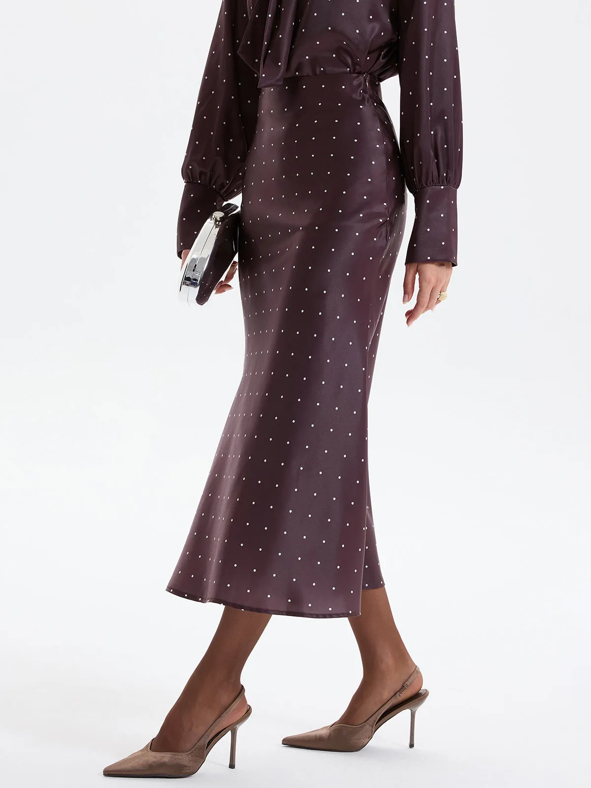 Polka Dot Bow-Tie Blouse and Midi Skirt set sold by COMMENSE product image thumbnail 4