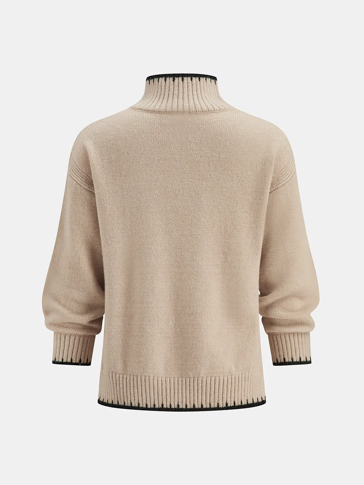 Mock Neck Contrast Trim Knit Sweater sold by COMMENSE product image thumbnail 2