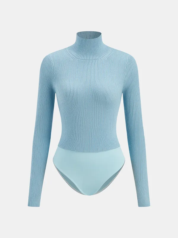 Turtleneck Rib-Knit Bodysuit sold by COMMENSE