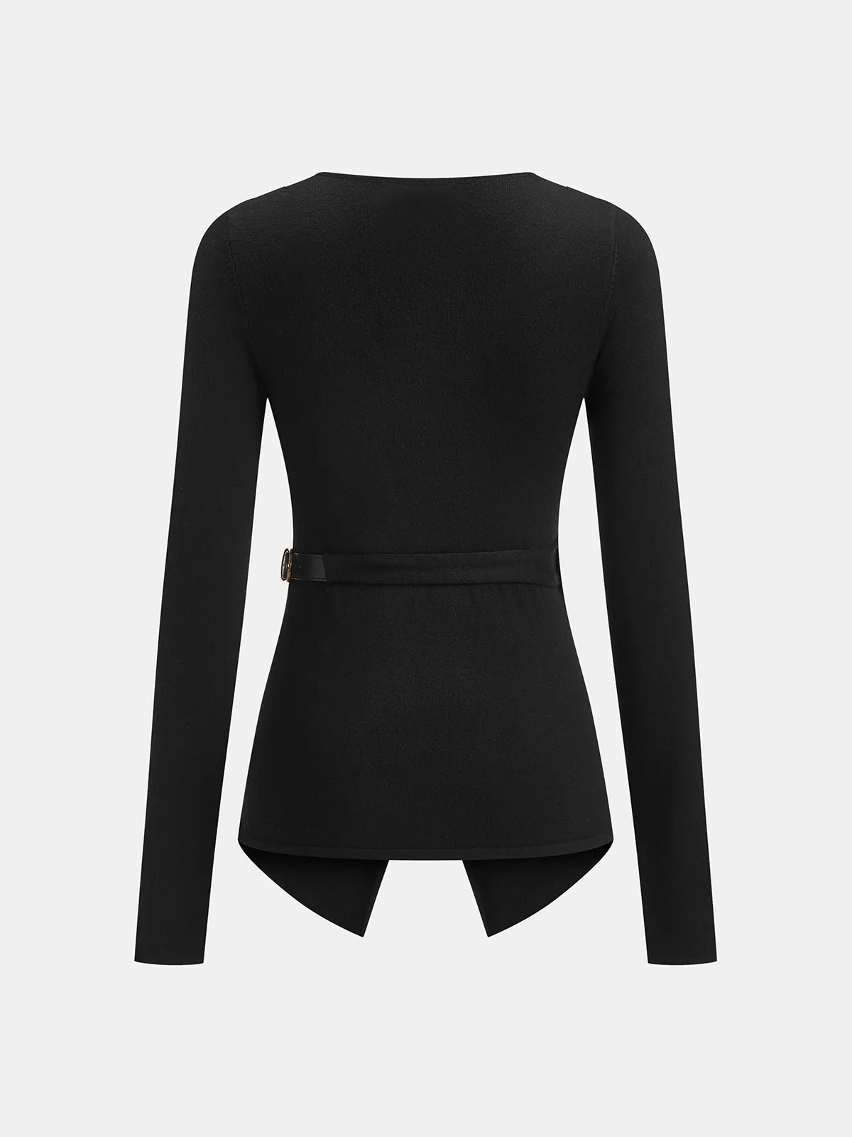 Wrap-Front Belted Wool Blend Blouse sold by COMMENSE product image thumbnail 2