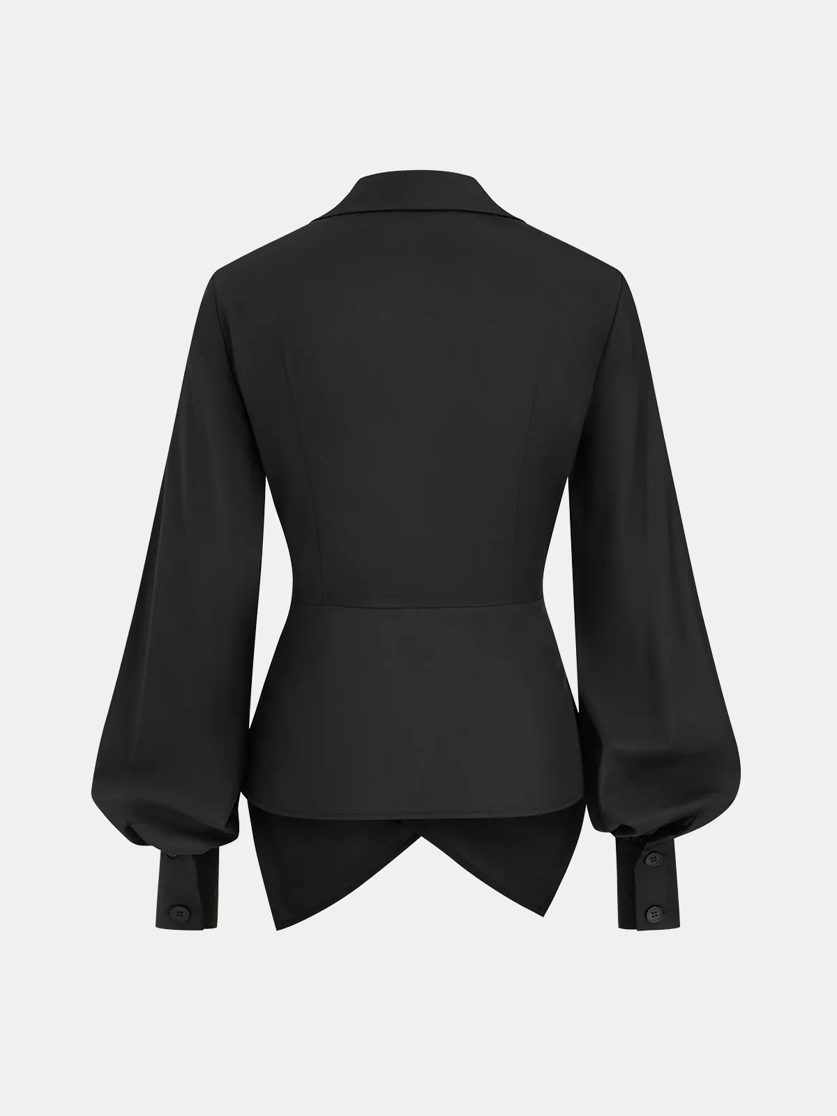 Wrap-Front Ruched Waist Balloon Sleeve Blouse sold by COMMENSE product image thumbnail 2