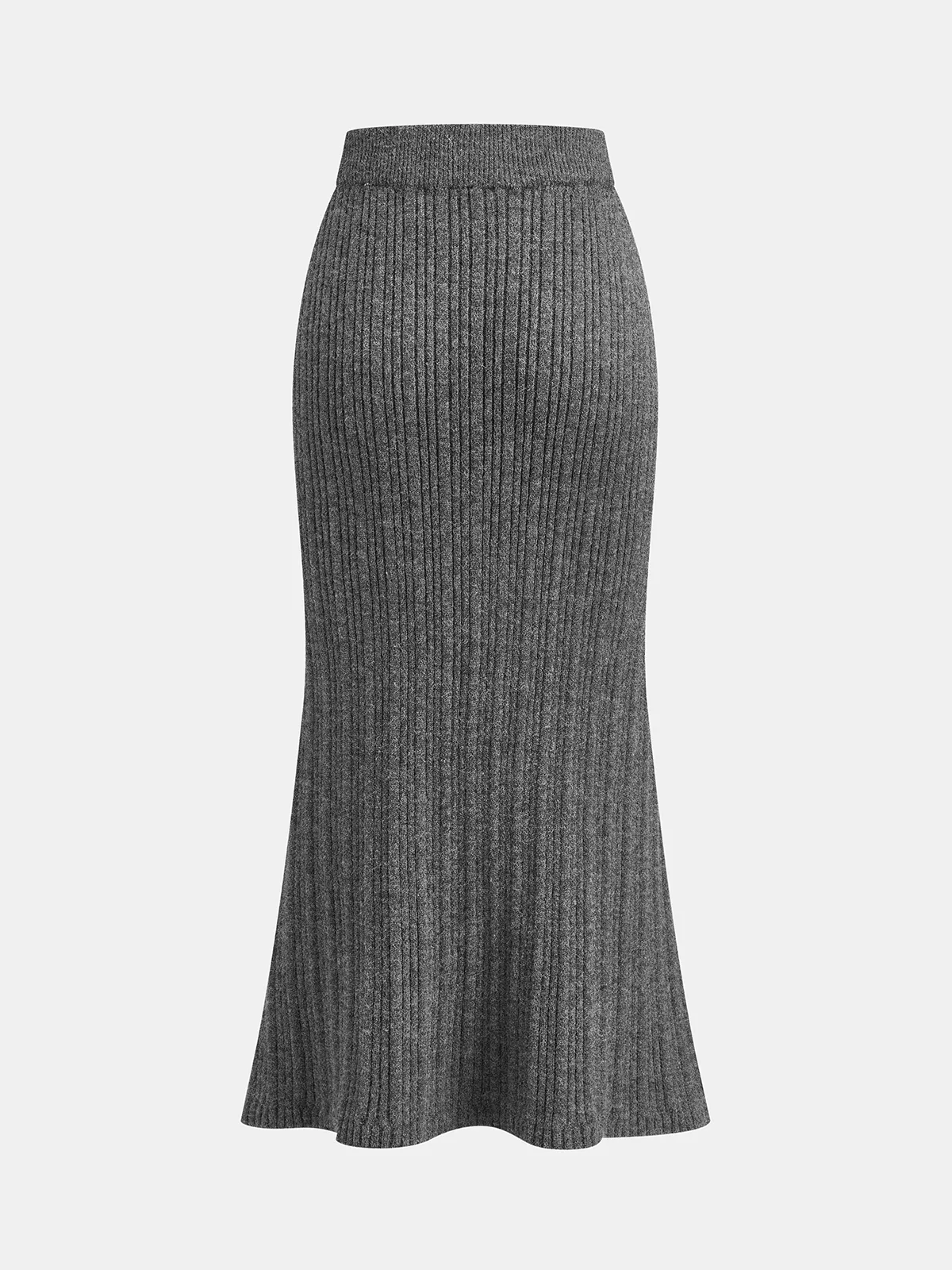 Ribbed Knit Cross-Front Top and Mermaid Skirt Set sold by COMMENSE product image thumbnail 5