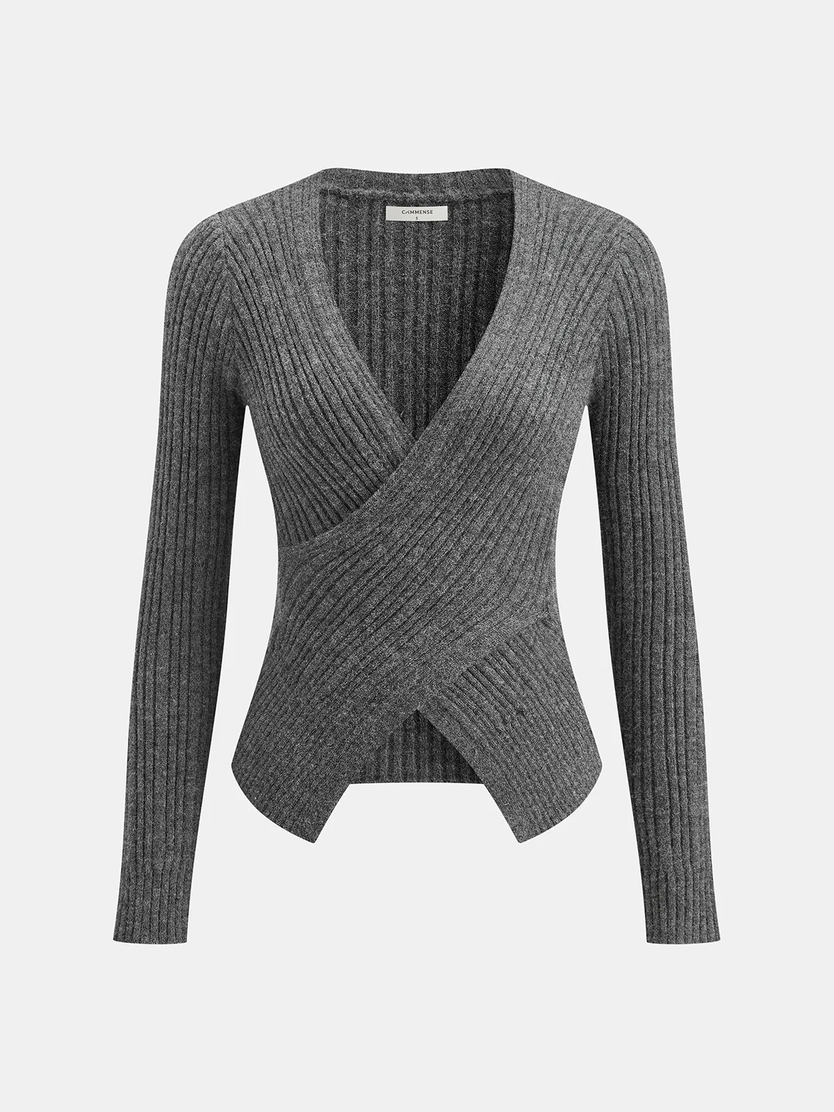 Ribbed Knit Cross-Front Top and Mermaid Skirt Set sold by COMMENSE product image thumbnail 2
