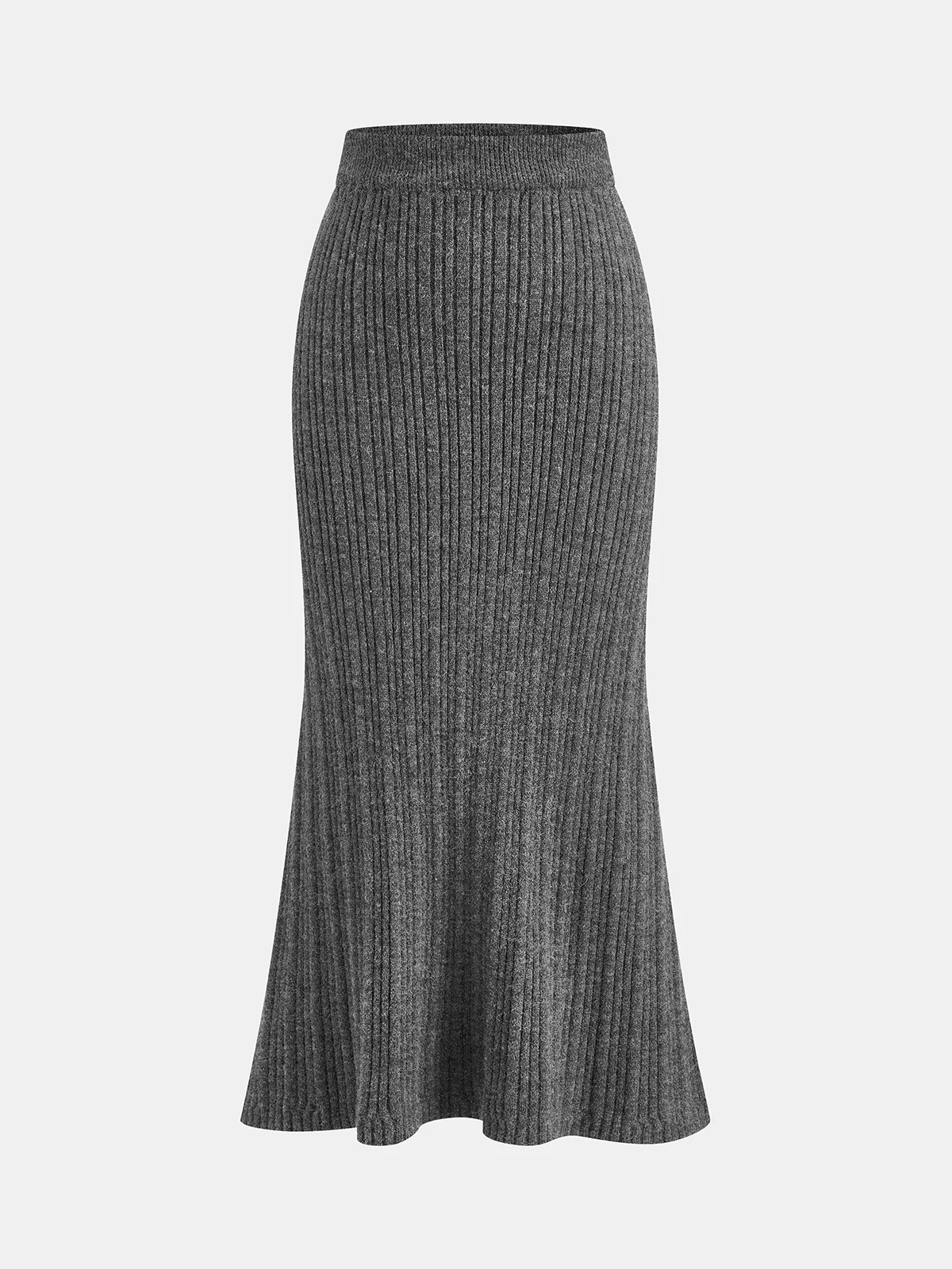 Ribbed Knit Cross-Front Top and Mermaid Skirt Set sold by COMMENSE product image thumbnail 4