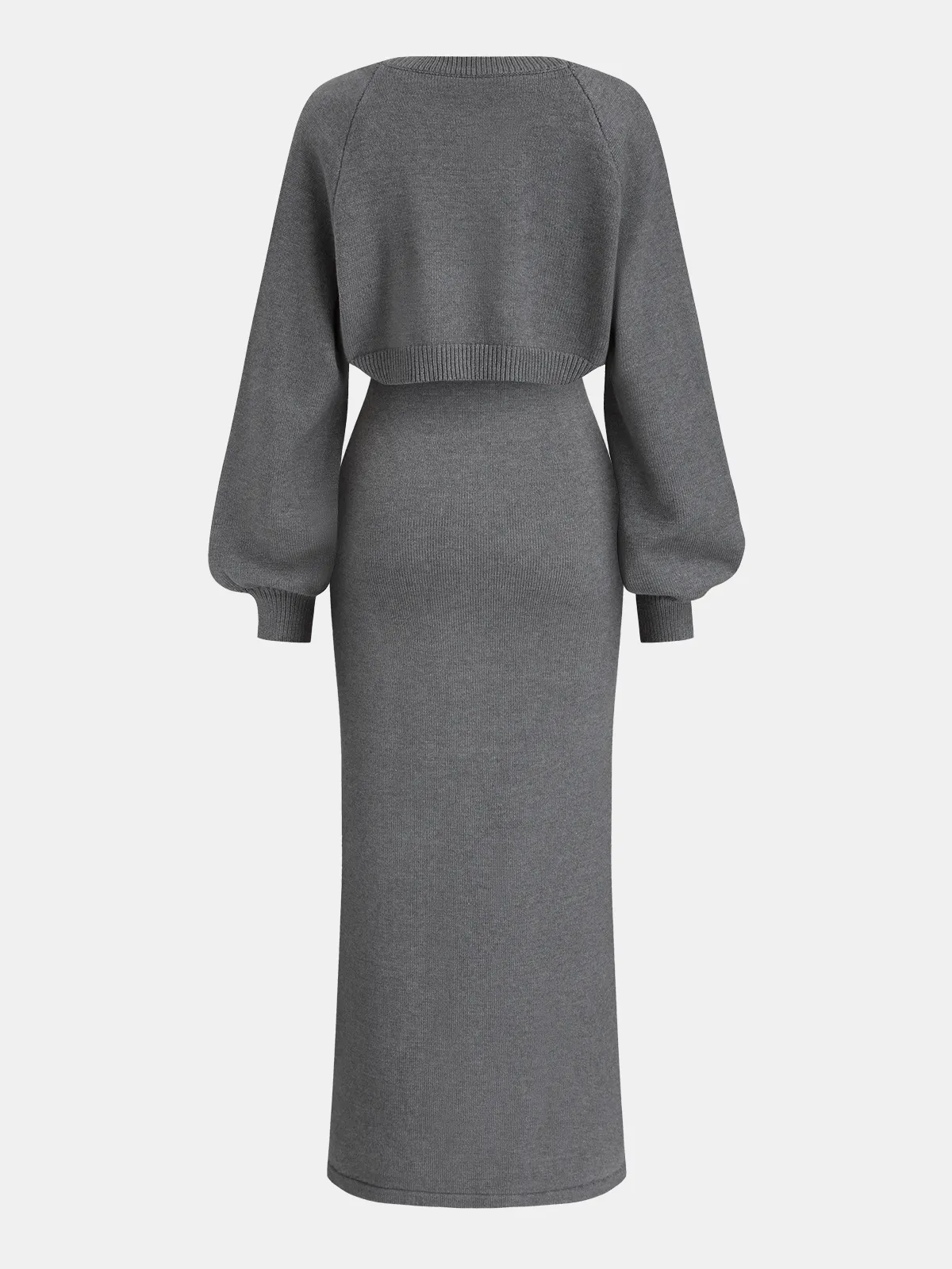 Layered Knit Maxi Dress Set with Balloon Sleeves sold by COMMENSE product image thumbnail 2