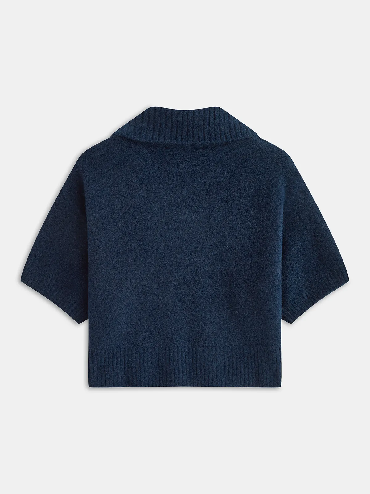 Contrast Pocket Polo-Collar Short-Sleeve Sweater sold by COMMENSE product image thumbnail 2