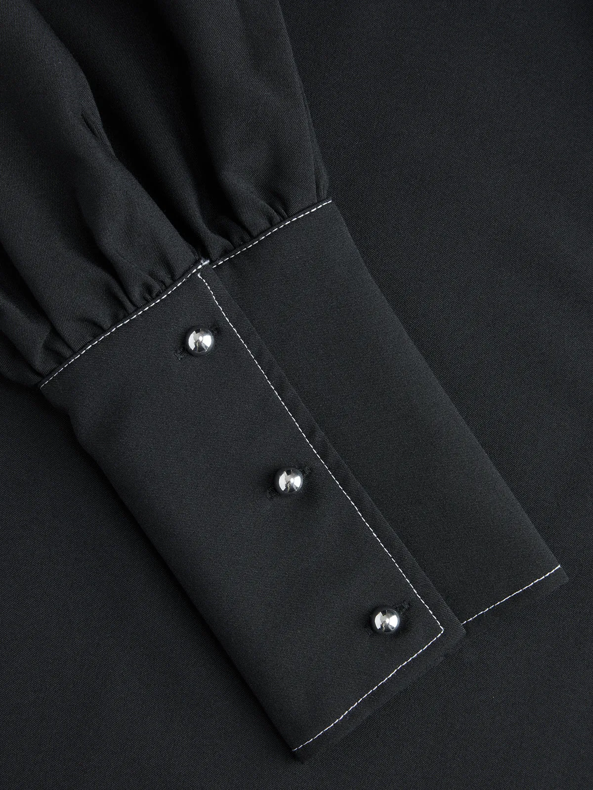 Detachable Bow-Tie Puff-Sleeve Blouse sold by COMMENSE product image thumbnail 4