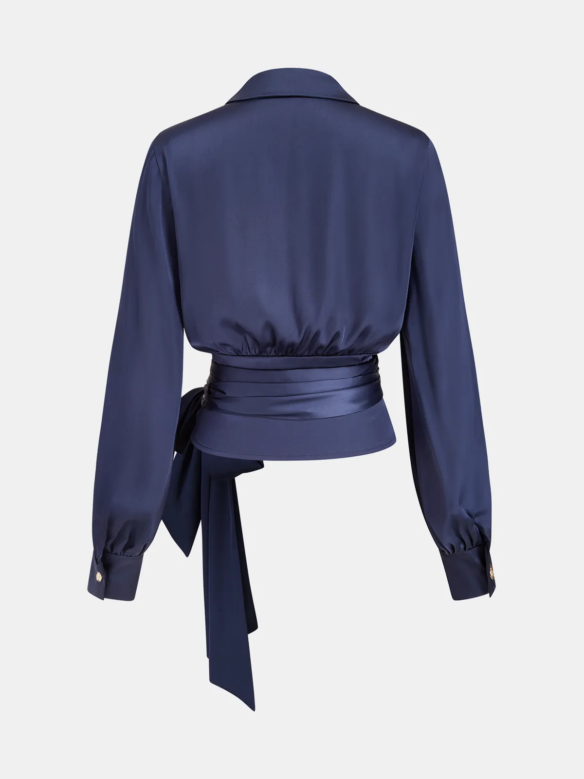 Satin Wrap Blouse with Tie-Waist sold by COMMENSE product image thumbnail 2