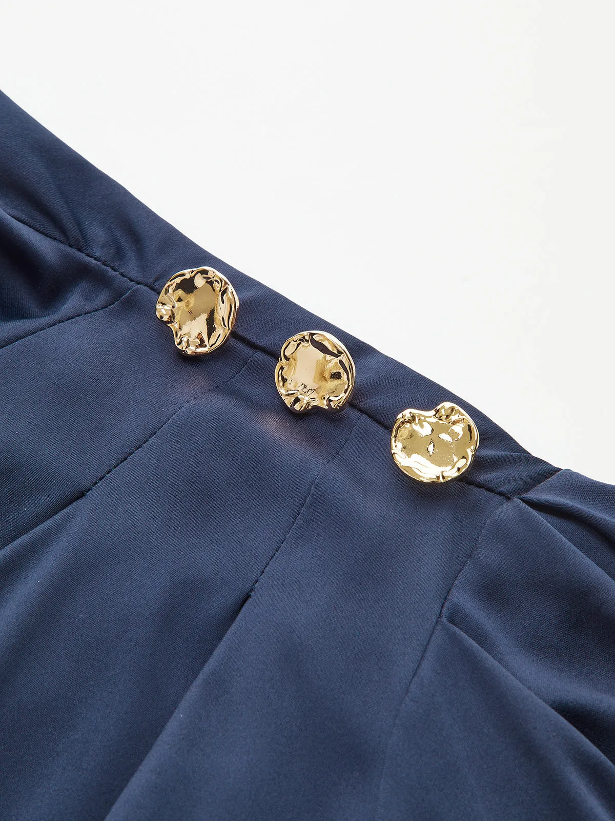 Satin Cinched-Waist Blouse with Metal Decor sold by COMMENSE product image thumbnail 3