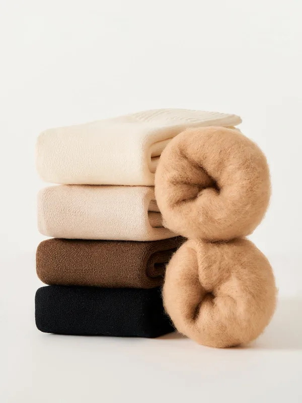 Fuzzy Wool-Blend Crew Socks sold by COMMENSE