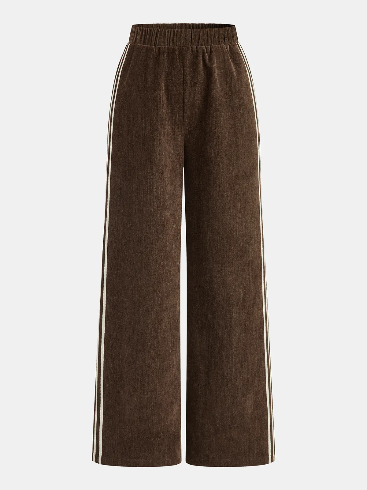 Side-Stripe Corduroy Wide-Leg Pants sold by COMMENSE