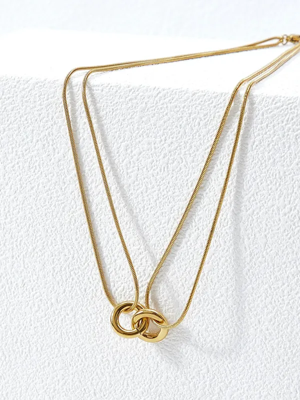 Interlocking Circle Layered Gold Necklace sold by COMMENSE