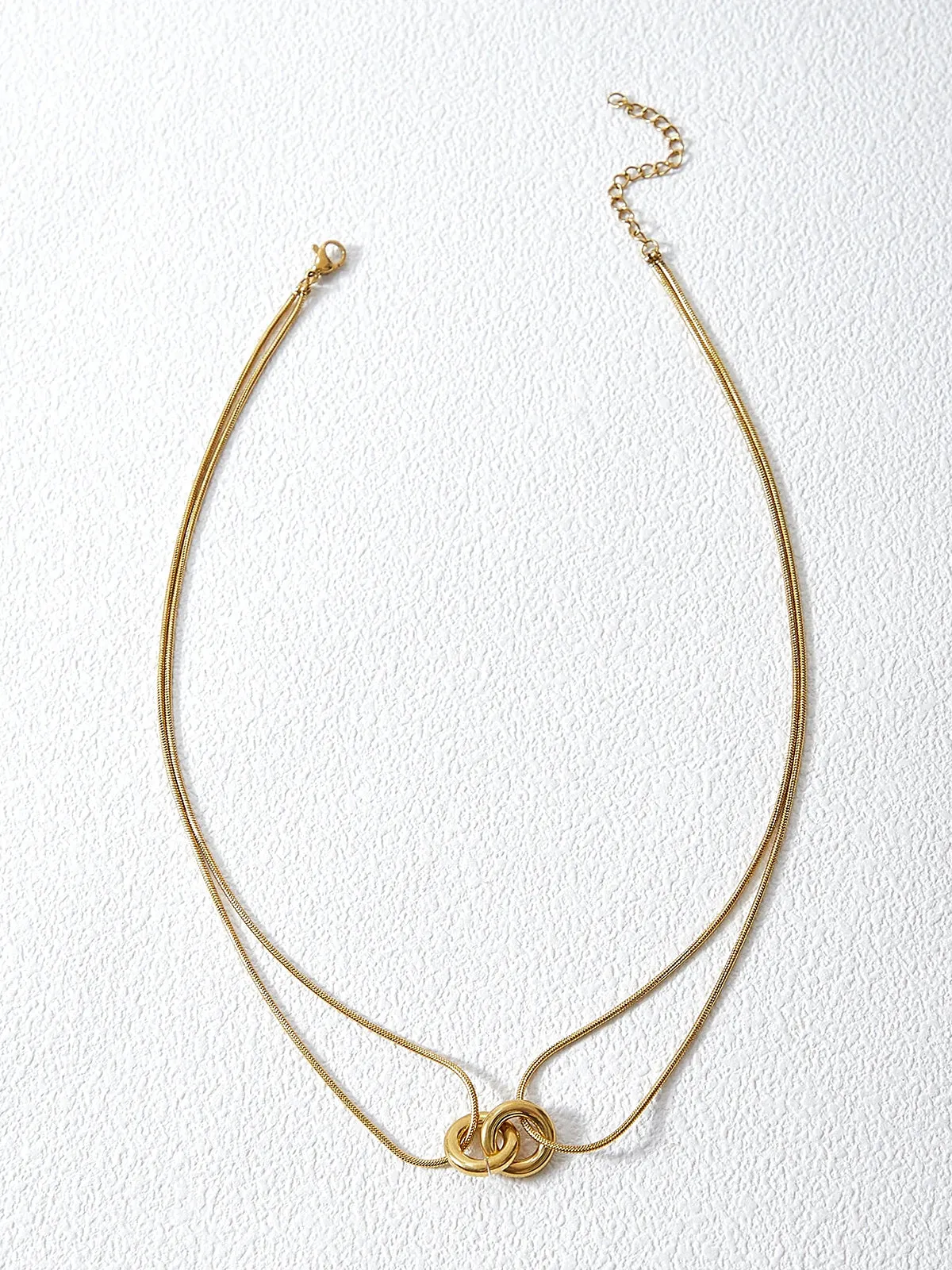 Interlocking Circle Layered Gold Necklace sold by COMMENSE product image thumbnail 3