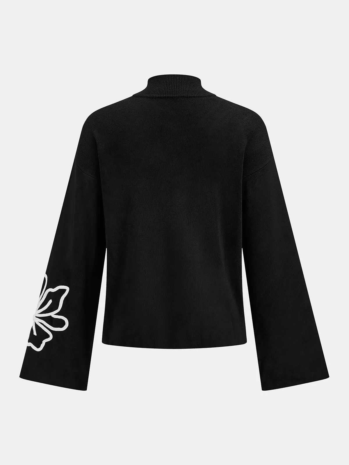 Mock Neck Floral Embroidered Oversized Knit Sweater sold by COMMENSE product image thumbnail 2