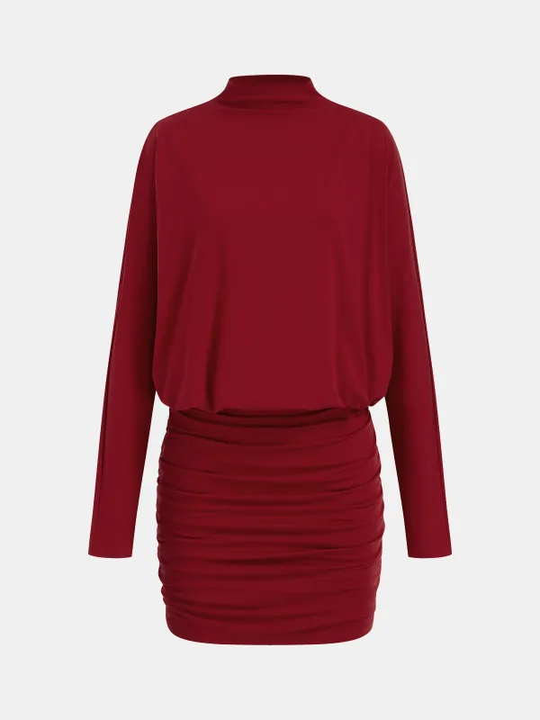 Backless Draped Ruched Mini Dress sold by COMMENSE