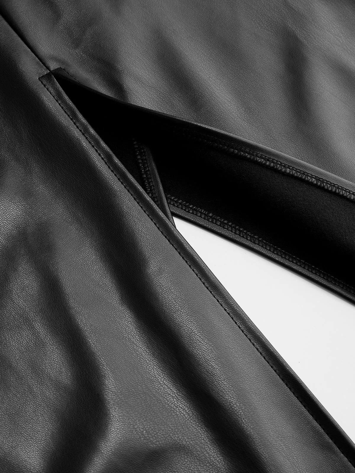 Draped Faux Leather Midi Dress with Side Slit sold by COMMENSE product image thumbnail 4