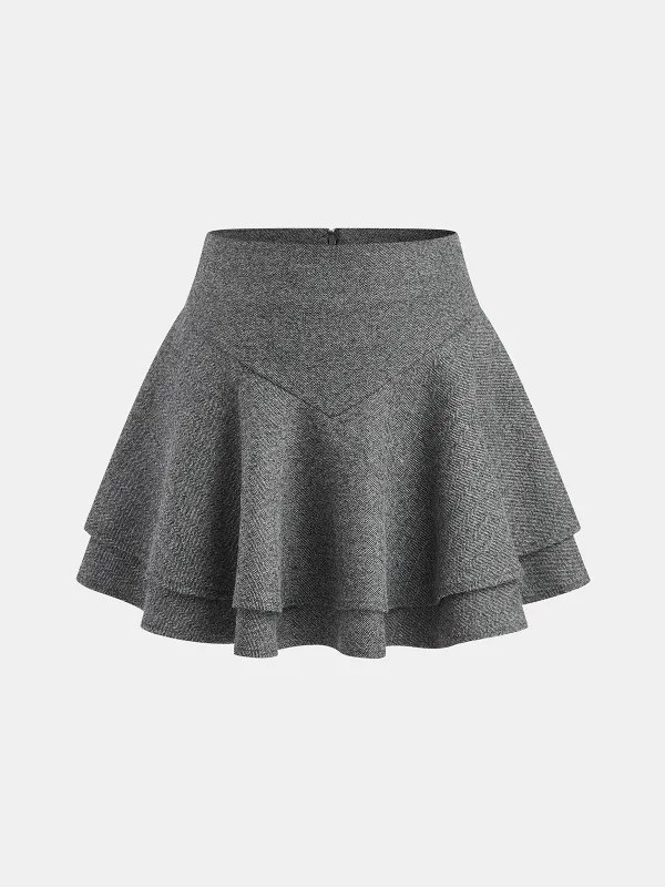 A-Line Tiered Mini Skirt sold by COMMENSE