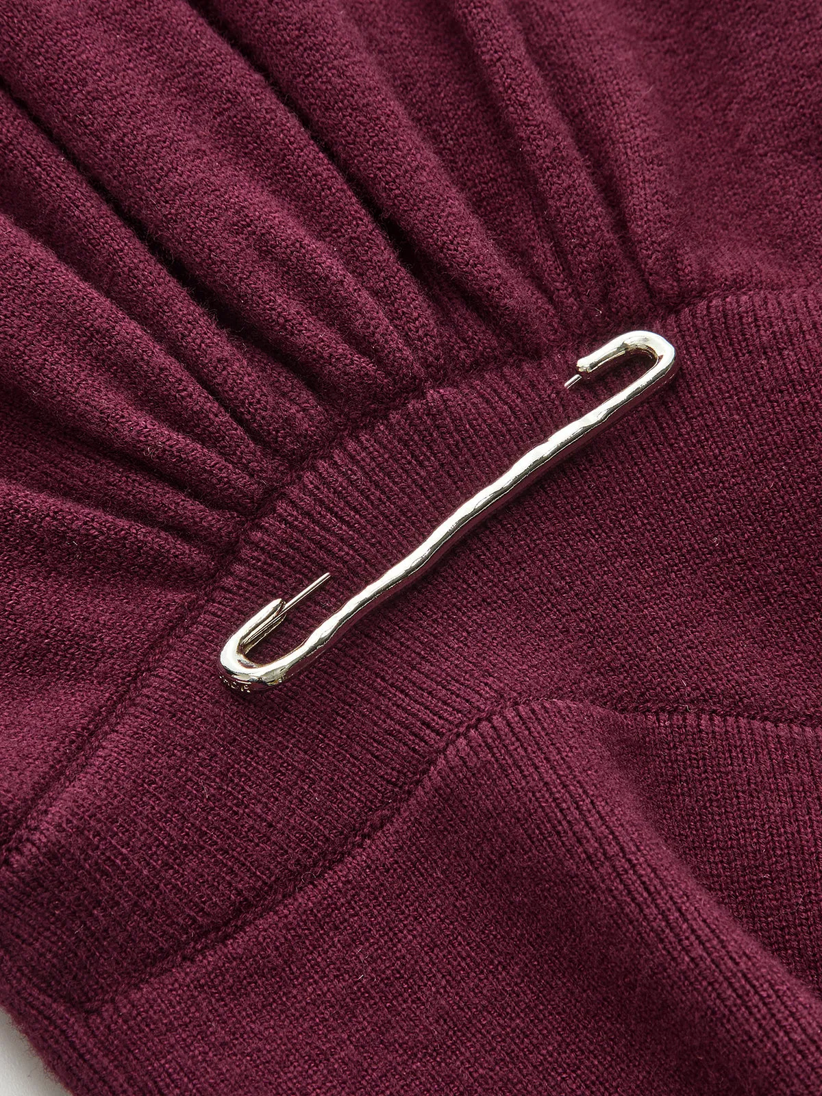 Asymmetric Turtleneck Knit Top with Safety Pin sold by COMMENSE product image thumbnail 3