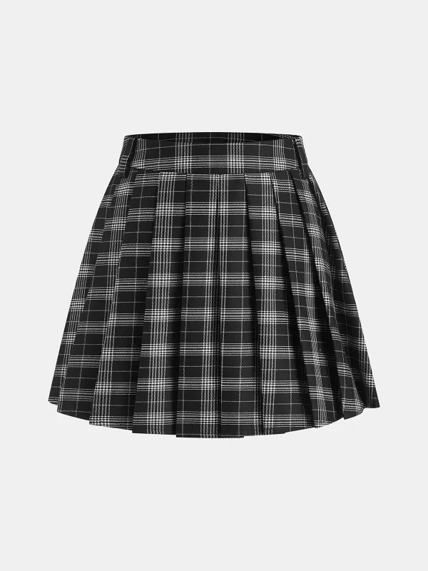 Plaid Pleated Mini Skirt sold by COMMENSE