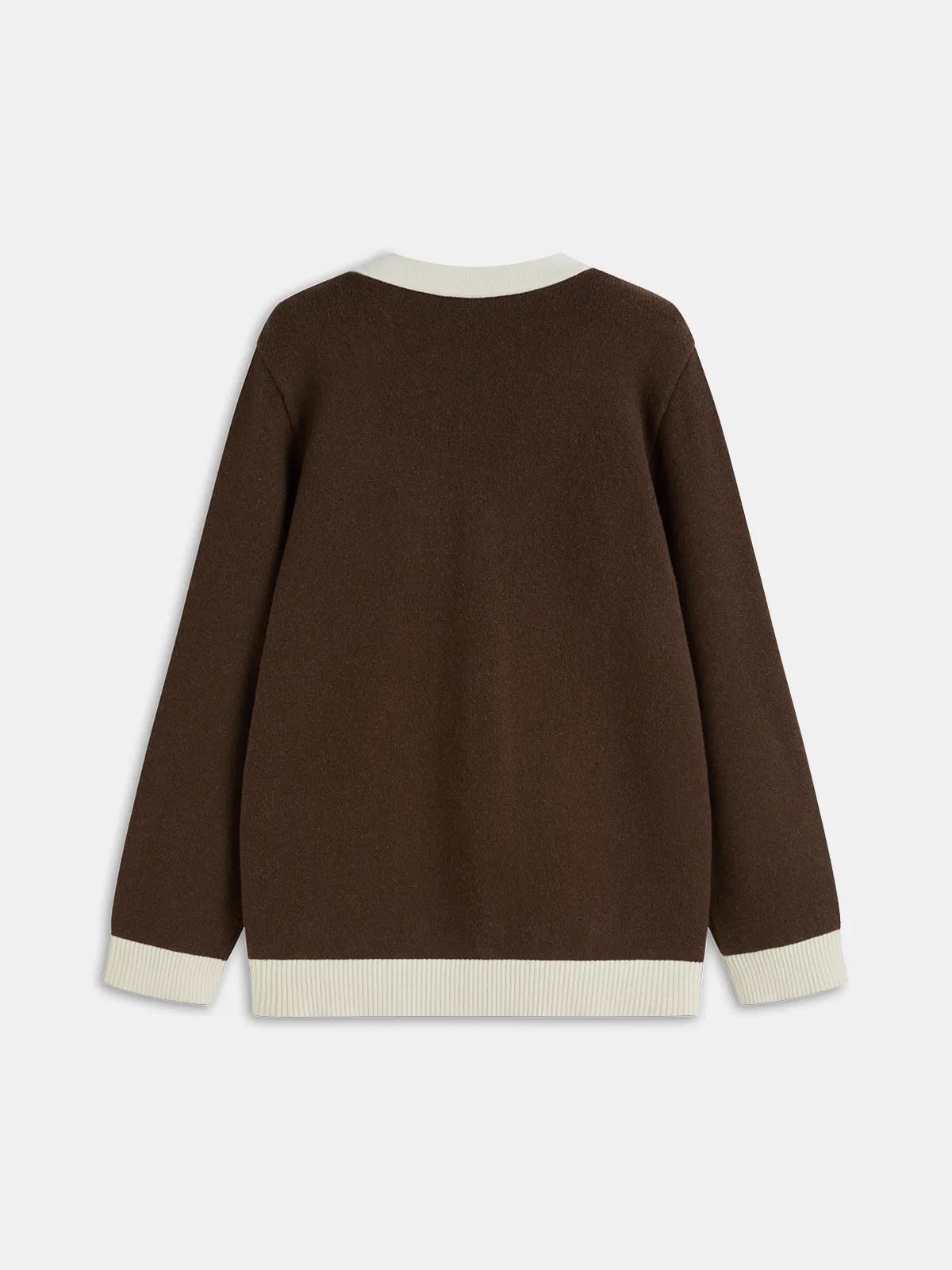 Contrast Trim Wool-Blend Cardigan with Metal Buttons sold by COMMENSE product image thumbnail 2